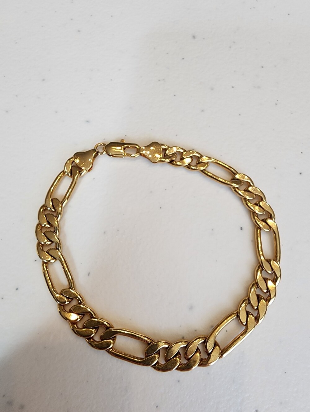 Gold Figaro Chain Bracelet - Polished Yellow Gold Tone